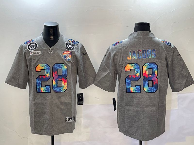 Men Oakland Raiders #28 Jacobs Grey Throwback Rainbow 2024 Nike Limited NFL Jersey style 4->women nfl jersey->Women Jersey